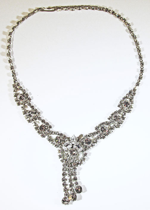 Vintage Mid Century 1950s Dazzling Rhinestone Drop Necklace