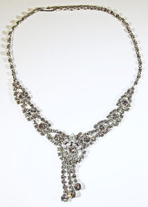 Vintage Mid Century 1950s Dazzling Rhinestone Drop Necklace