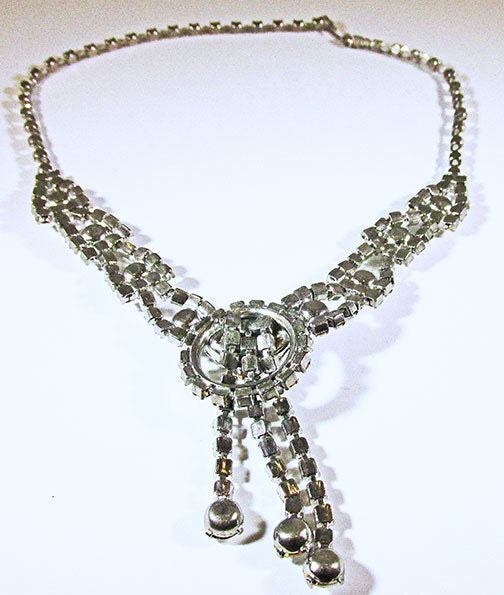 Vintage Mid Century 1950s Dazzling Rhinestone Drop Necklace