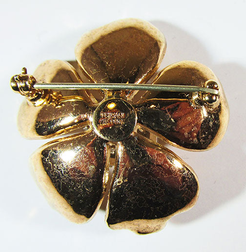 Trifari Vintage 1950s Mid Century Distinctive Rhinestone Floral Pin