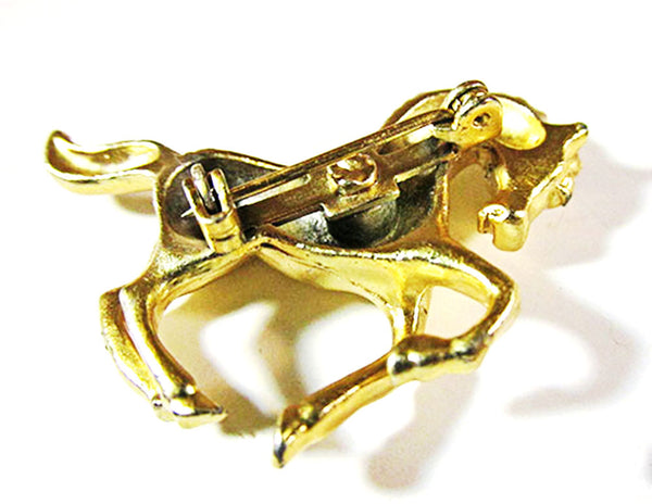 Vintage 1960s Jewelry Adorable Dainty Gold Galloping Horse Pin - Back