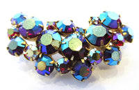 1950s Vintage Dazzling Mid-Century Red AB Diamante Pin  - Close Up - Thumbnail