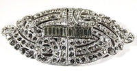 Vintage 1930s Magnificent Art Deco Clear Rhinestone and Silver Duette - Front - Thumbnail