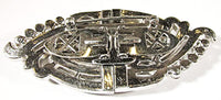 Vintage 1930s Magnificent Art Deco Clear Rhinestone and Silver Duette - Back - Thumbnail