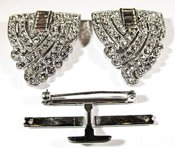 Vintage 1930s Costume Jewelry Magnificent Art Deco Diamante Duette - Clips and Frame