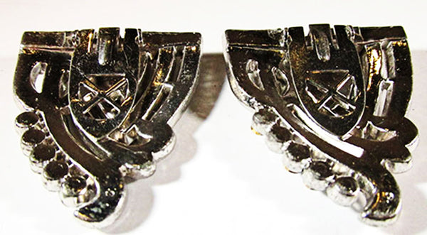 Vintage 1930s Costume Jewelry Magnificent Art Deco Diamante Duette - Clip Backs
