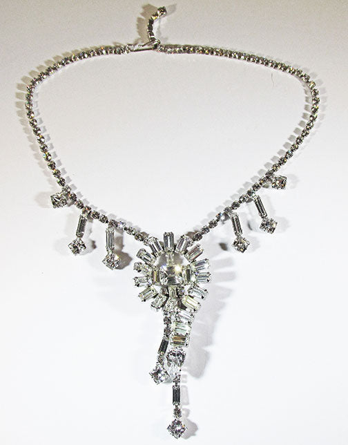 Vintage Mid Century 1950s Extraordinary Rhinestone Drop Necklace