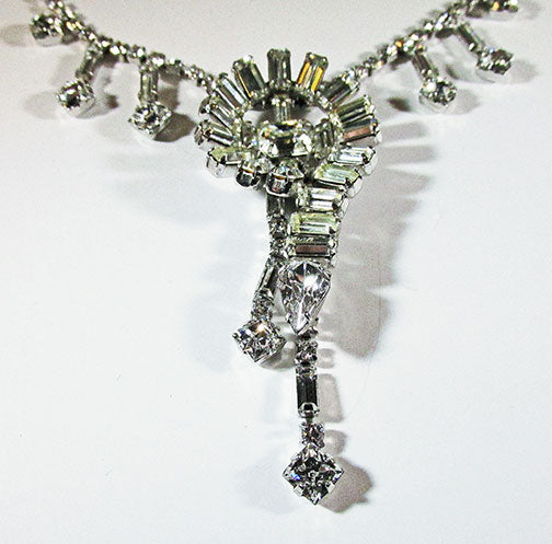 Vintage Mid Century 1950s Extraordinary Rhinestone Drop Necklace
