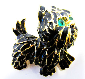 Vintage 1960s Jewelry Adorable Black Enameled Scottish Terrier Pin - Front
