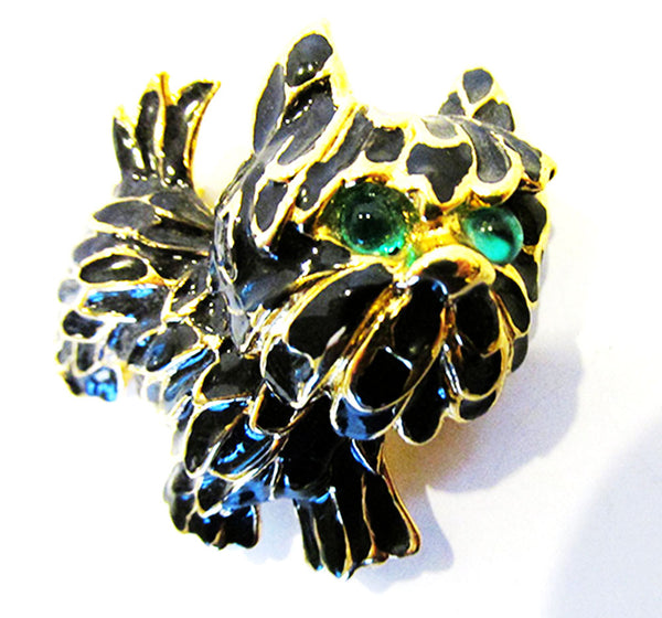 Vintage 1960s Jewelry Adorable Black Enameled Scottish Terrier Pin - Front