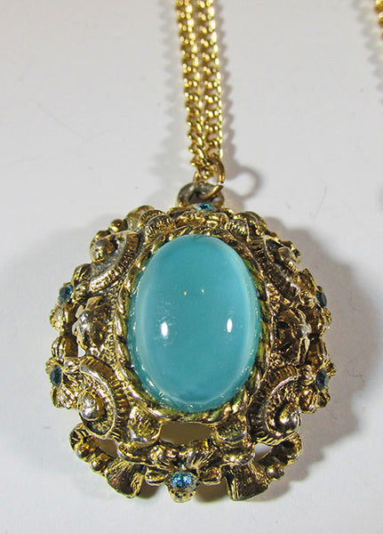 Sarah Coventry Vintage 1960s Distinctive Retro Aquamarine Pendant