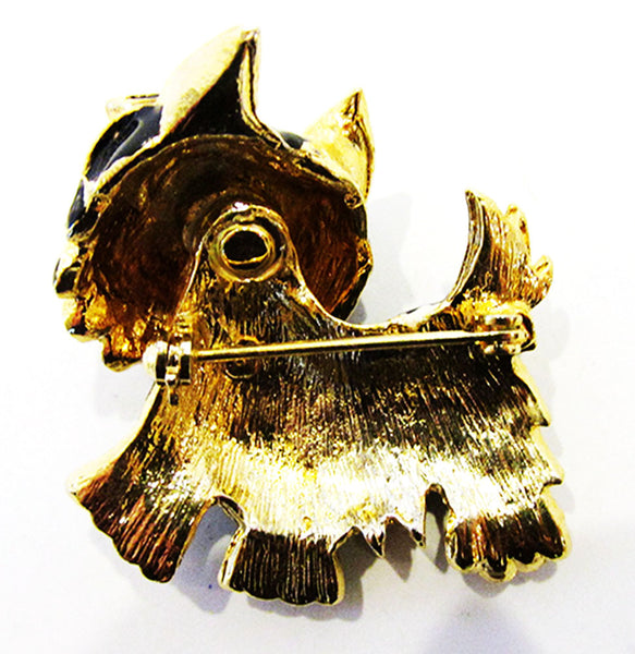 Vintage 1960s Jewelry Adorable Black Enameled Scottish Terrier Pin - Back