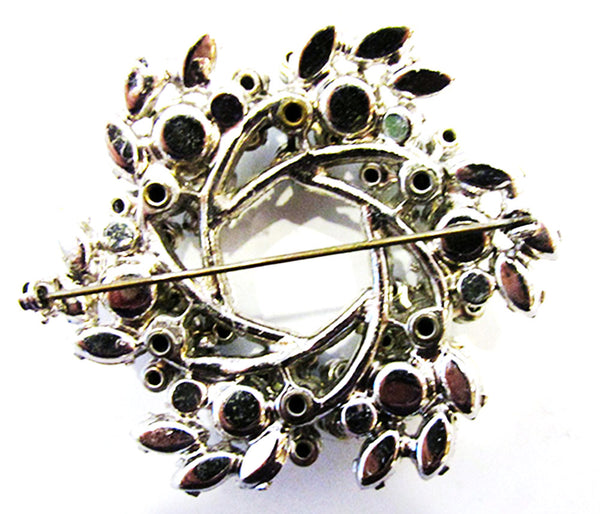 Vintage 1950s Jewelry Dramatic Aurora Borealis Diamante Floral Pin -  Back