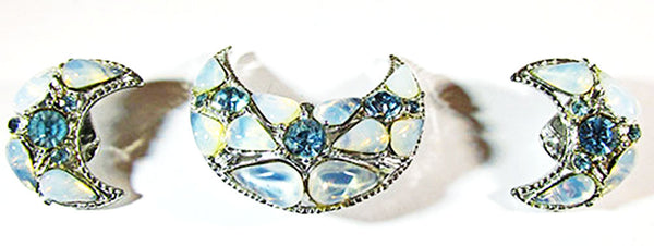Vintage Jewelry 1950s Mid-Century Unique Crescent Pin and Earrings Set - Front