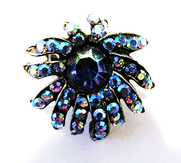 Vintage 1950s Jewelry Dainty Mid-Century Aurora Borealis Diamante Pin - Front