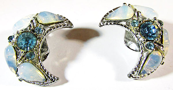 Vintage Jewelry 1950s Mid-Century Unique Crescent Pin and Earrings Set - Earrings