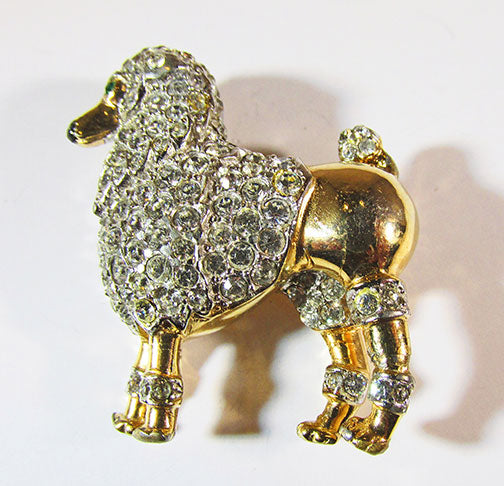 Kramer of NY Vintage 1950s Adorable Rhinestone Poodle Pin