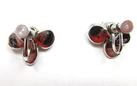 Vintage 1950s Sparkling Mid-Century Rhinestone Leaf Earrings - Back - Thumbnail