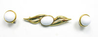 Signed Monet 1960s Designer Cabochon Pin and Earrings Set - Front - Thumbnail