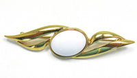 Signed Monet 1960s Designer Cabochon Pin and Earrings Set - Pin - Thumbnail
