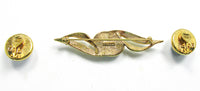 Signed Monet 1960s Designer Cabochon Pin and Earrings Set - Back - Thumbnail