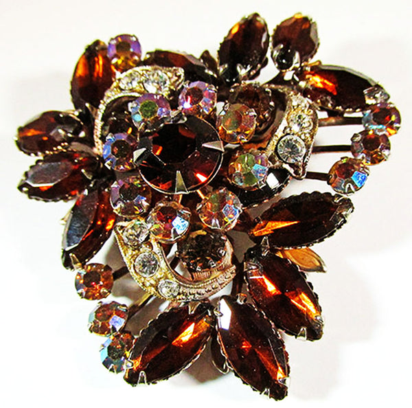 Beaujewels 1950s Vintage Jewelry Mid-Century Diamante Pin and Earrings  - Pin