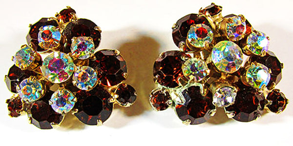Beaujewels 1950s Vintage Jewelry Mid-Century Diamante Pin and Earrings - Earrings