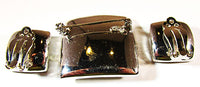 Kramer N.Y. Vintage Jewelry 1950s Diamante and Pearl Pin and Earrings - Back - Thumbnail