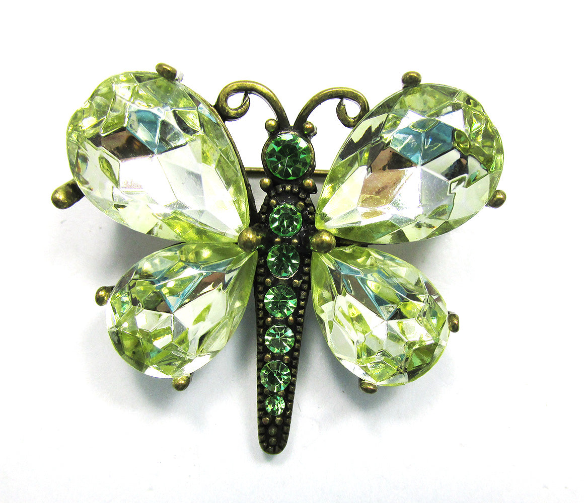 Vintage 1960s Delightful Mid-Century Rhinestone Butterfly Pin - Front
