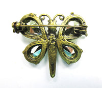 Vintage 1960s Delightful Mid-Century Rhinestone Butterfly Pin - Back - Thumbnail