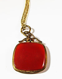 Vintage Mid Century1950s Dainty Carved Carnelian Intaglio Pendant - Thumbnail
