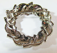 Crown Trifari Vintage 1950s Elegant Rhinestone Circle Pin - Thumbnail