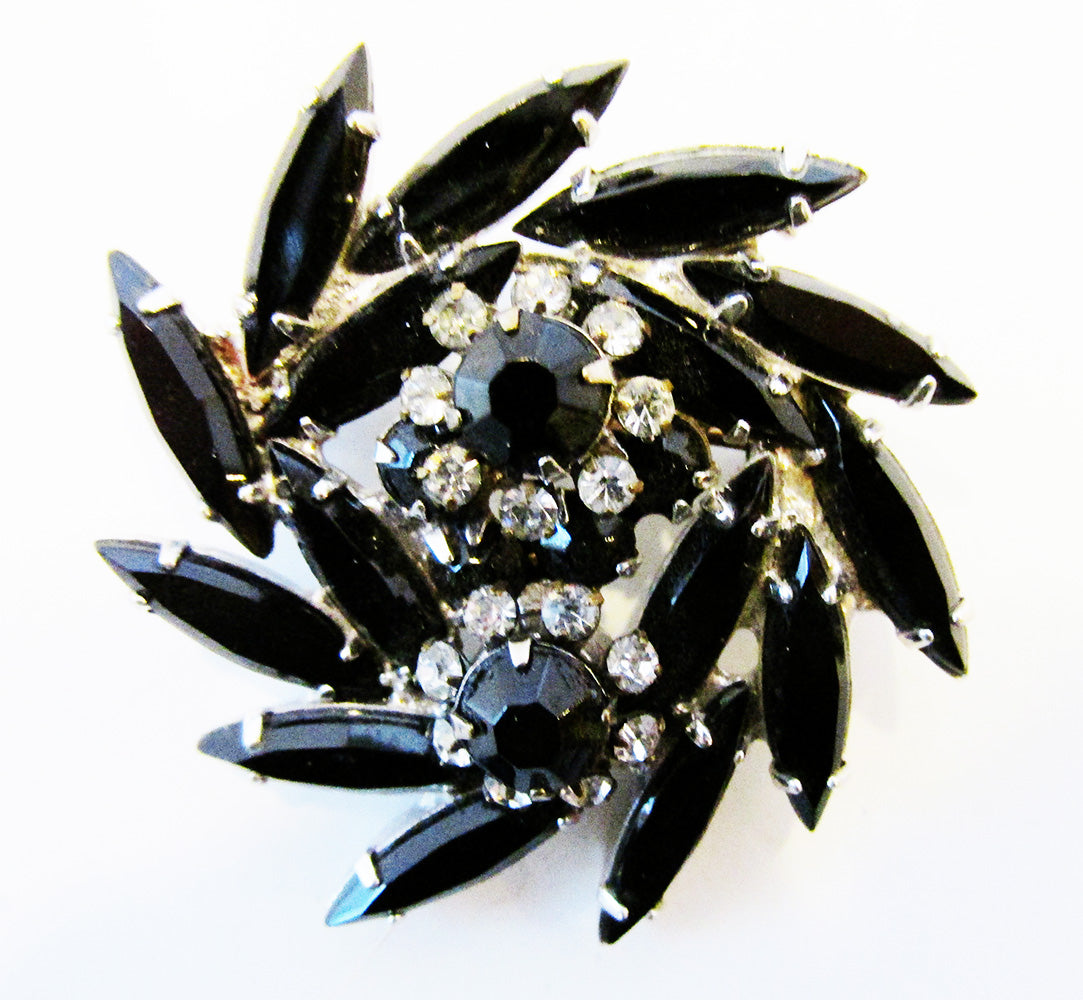 Vintage 1960s Verified Juliana Mid-Century Diamante Floral Swirl Pin - Front