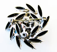 Vintage 1960s Verified Juliana Mid-Century Diamante Floral Swirl Pin - Back - Thumbnail