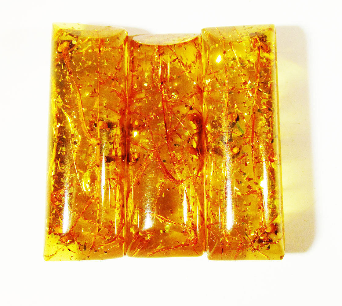Vintage 1940s Striking Transparent Mid-Century Lucite Belt Buckle - Front