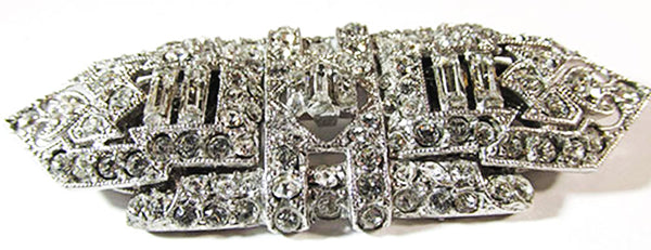 Coro Vintage1930s Stunning Art Deco Clear Rhinestone Duette - Front