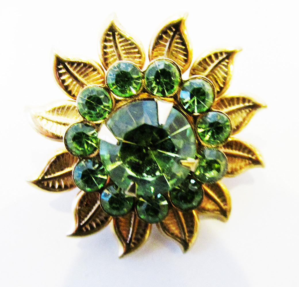 Vintage 1960s Mid-Century Contemporary Style Diamante Floral Pin - Front
