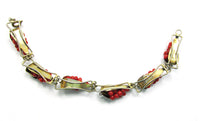 Antique 1890s Victorian Red Coral and Vermeil Link Bracelet - Back - Thumbnail