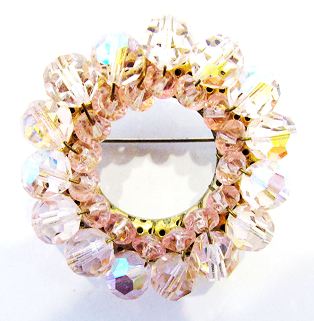 1950s Vintage Jewelry Impeccable Mid-Century Pink Crystal Bead Pin - Front
