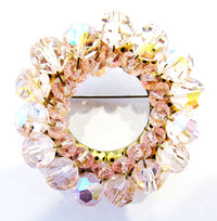 1950s Vintage Jewelry Impeccable Mid-Century Pink Crystal Bead Pin - Front - Thumbnail