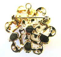 Jewelry Vintage Mid-Century Ornate Diamante and Pearl Ribbon Pin - Back - Thumbnail