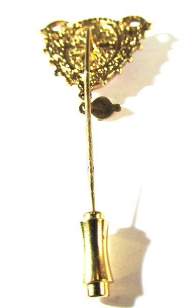 Jewelry Vintage 1950s Mid-Century Gold Cameo Hat or Stick Pin - Back