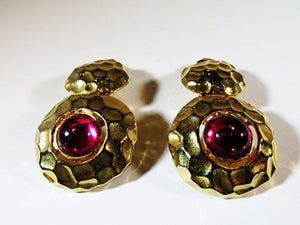 Fun Vintage 1960s Contemporary Style Pink Diamante Drop Earrings - Front