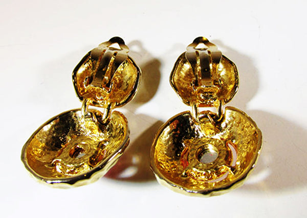 Fun Vintage 1960s Contemporary Style Pink Diamante Drop Earrings - Back