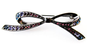 Monet Vintage 1970s Jewelry Contemporary Style Multi-Color Bow Pin - Front