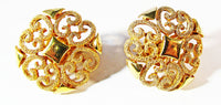 Avon 1960s Mid-Century Wardrobe Friendly Gold Tone Filigree Set - Earrings - Thumbnail