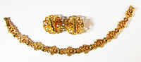 Avon 1960s Mid-Century Wardrobe Friendly Gold Tone Filigree Set - Back - Thumbnail