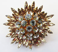 Austria Vintage Mid Century 1950s Dazzling Rhinestone Starburst Pin - Thumbnail
