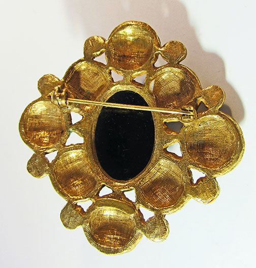 Richelieu Vintage 1940s Exceptional Retro Onyx Cabochon Pin