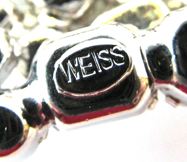 1950s Weiss Vintage Designer Jewelry Mint Two-Tier Rhinestone Pin -Signature